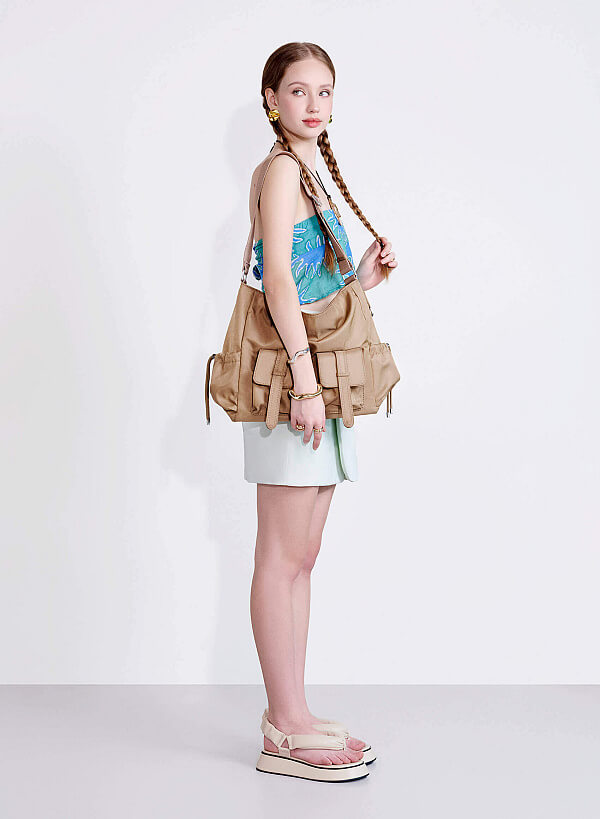 Parachute Fabric Tote Bag - TTE 0158 - Dark Beige - VASCARA