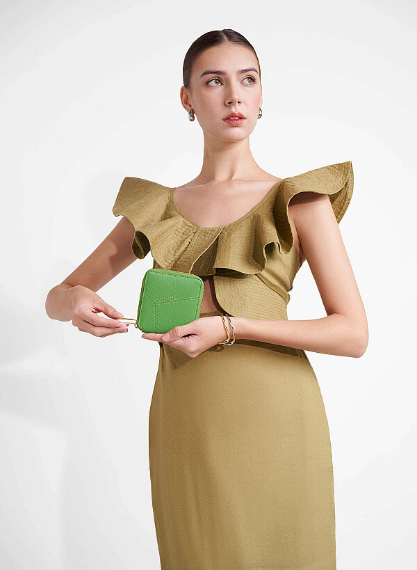 Patchwork Style Mini Wallet - WLL 0285 - Green - VASCARA