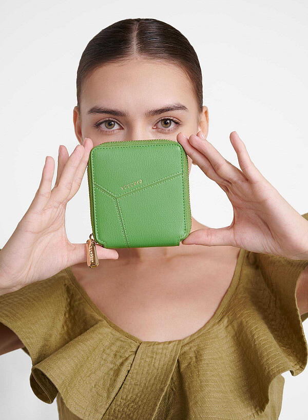 Patchwork Style Mini Wallet - WLL 0285 - Green - VASCARA