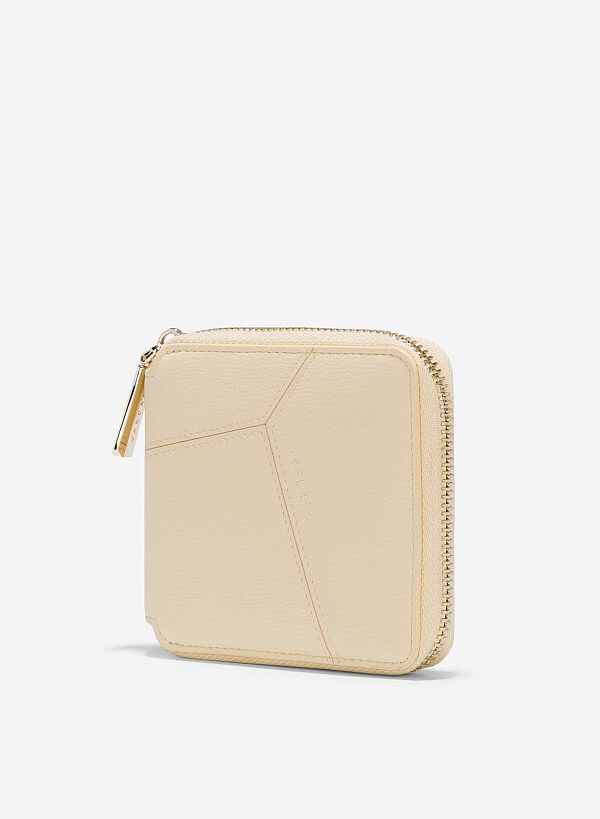 Patchwork Style Mini Wallet - WLL 0285 - Light Yellow - VASCARA