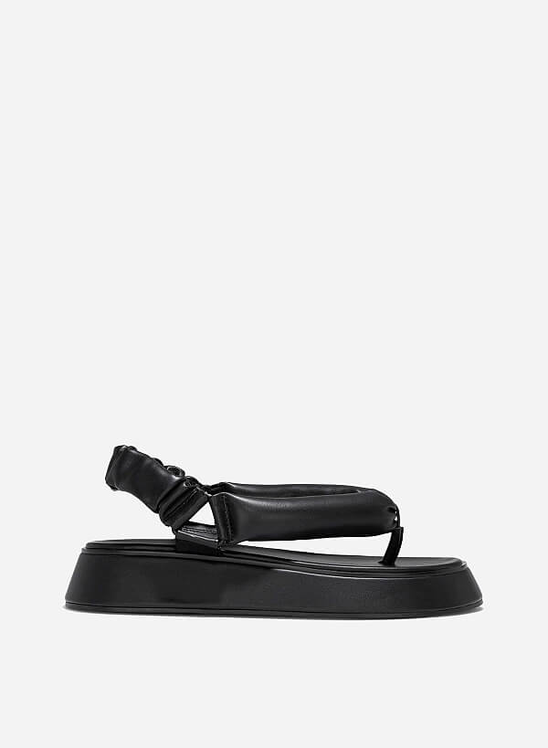 Puffy Strap Platform Sandals - SDL 0340 - Black