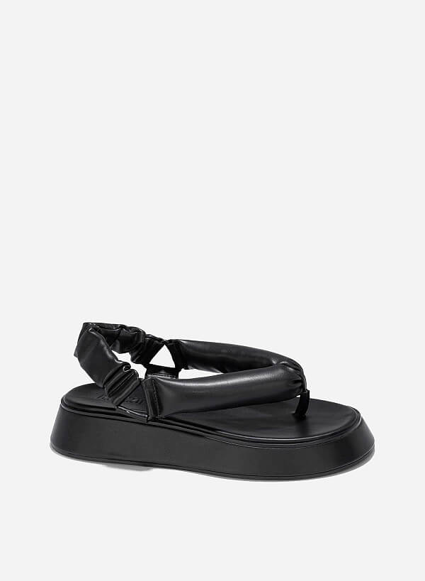 Puffy Strap Platform Sandals - SDL 0340 - Black - VASCARA