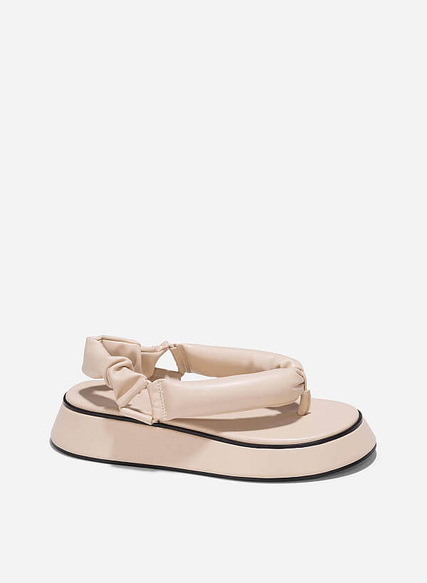 Puffy Strap Platform Sandals - SDL 0340 - Cream - VASCARA