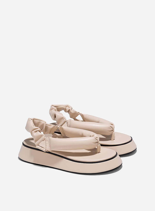 Puffy Strap Platform Sandals - SDL 0340 - Cream - VASCARA