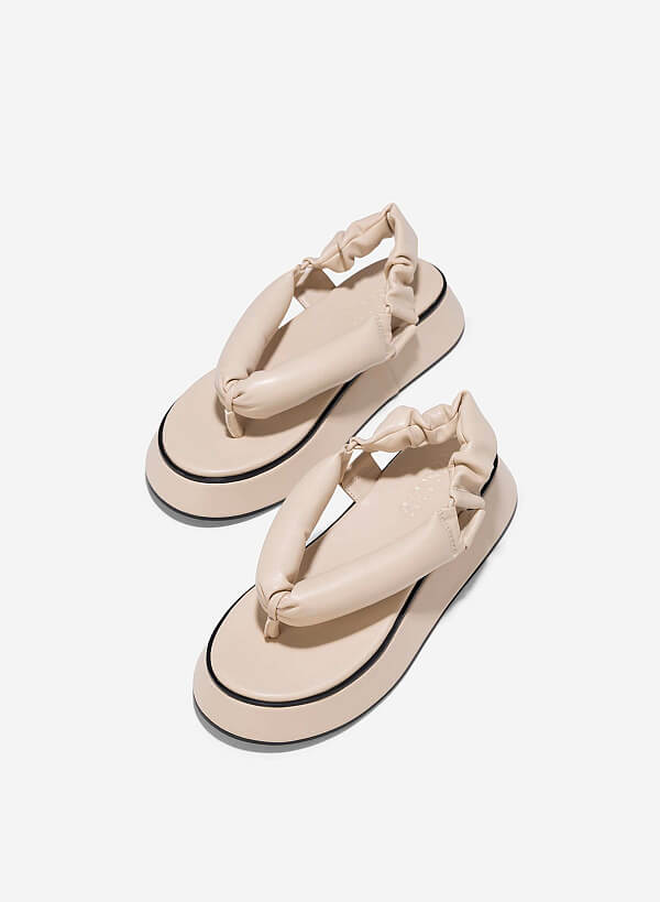 Puffy Strap Platform Sandals - SDL 0340 - Cream - VASCARA