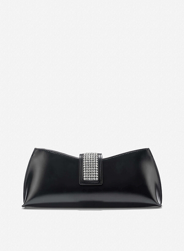 Xem sản phẩm Rhinestone-Encrusted Clasp Clutch - CLT 0126 - Black