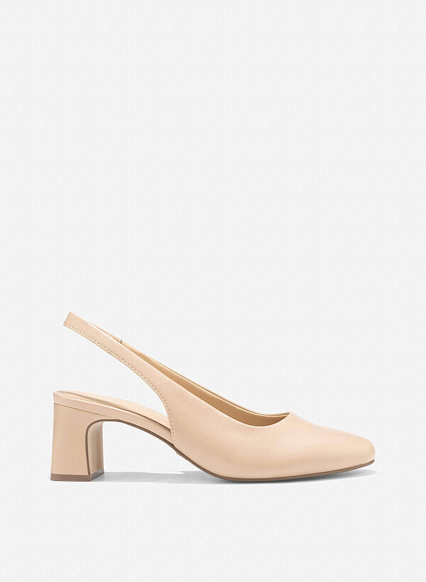 Round Toe Slingback - HIG 0665 - Beige