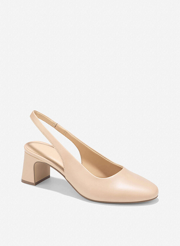 Round Toe Slingback - HIG 0665 - Beige - VASCARA