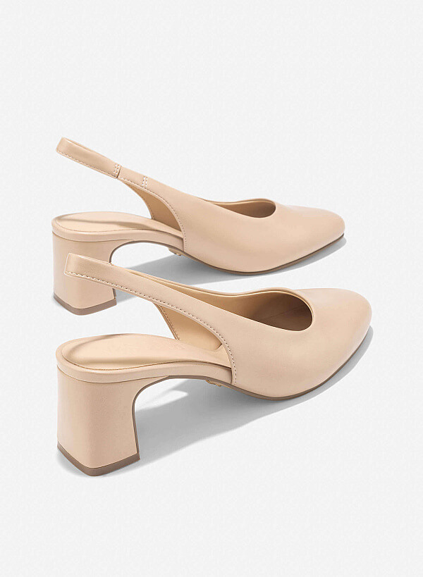 Round Toe Slingback - HIG 0665 - Beige - VASCARA