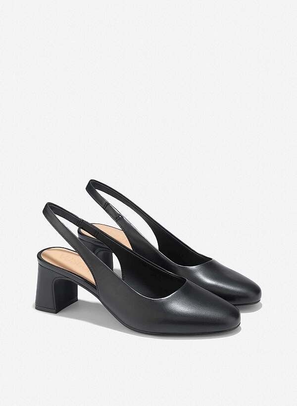 Round Toe Slingback - HIG 0665 - Black - VASCARA