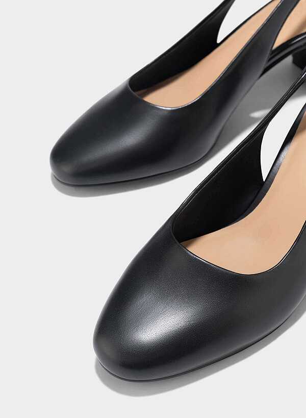 Round Toe Slingback - HIG 0665 - Black - VASCARA