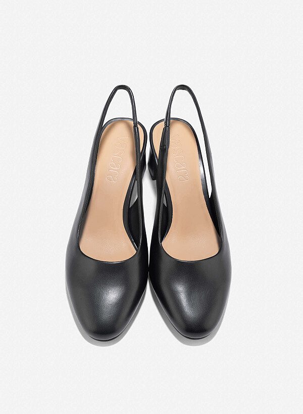 Round Toe Slingback - HIG 0665 - Black - VASCARA