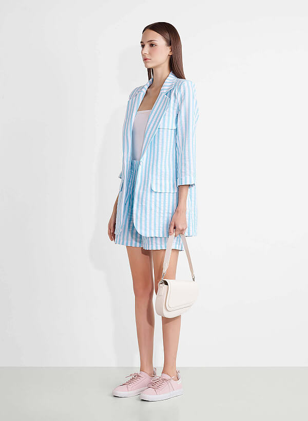 Saffiano Pattern Fold-Over Saddle Bag - SAC 0328 - Cream - VASCARA
