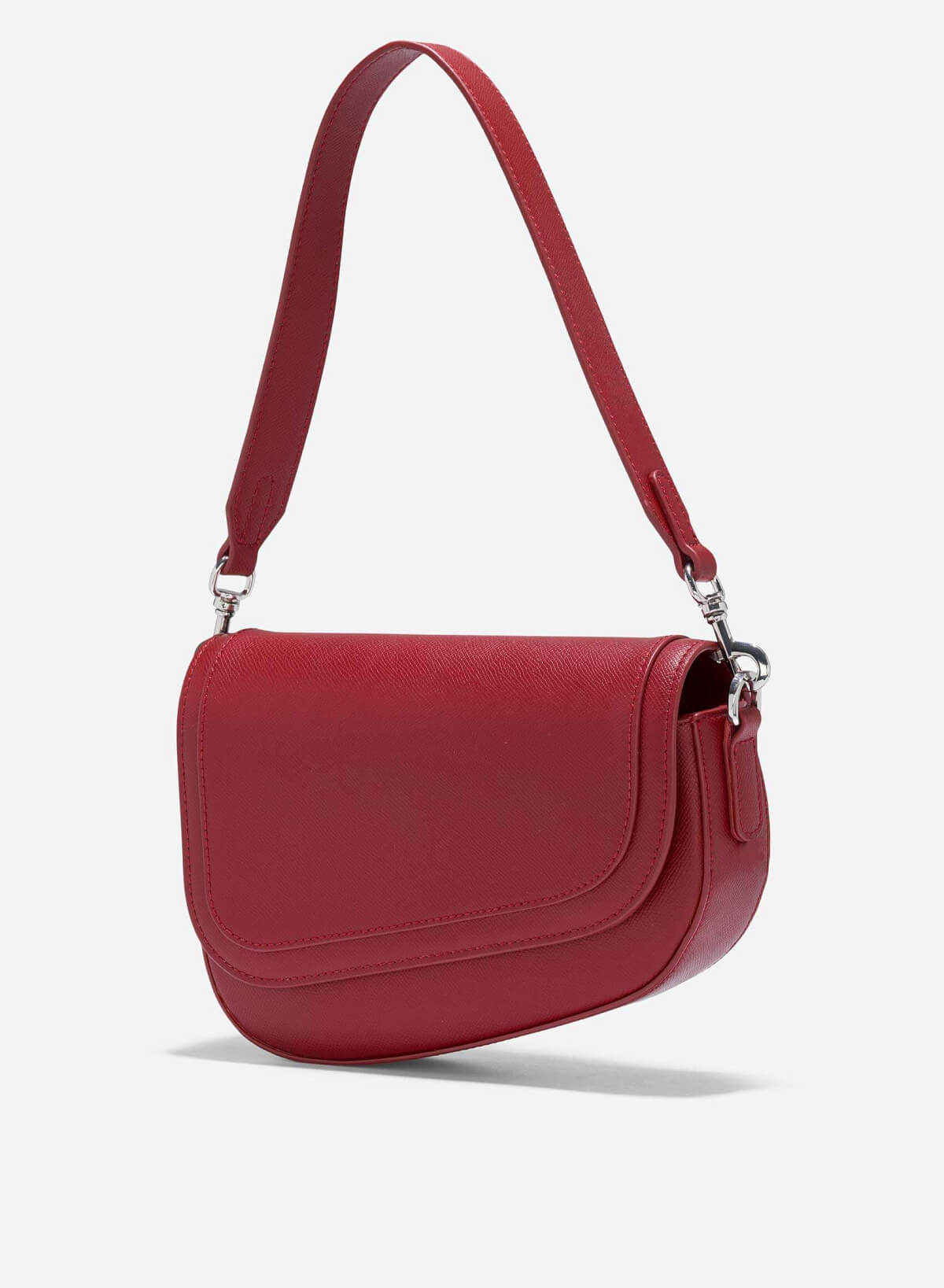 Saffiano Pattern Fold-Over Saddle Bag - SAC 0328 - Red - vascara.com