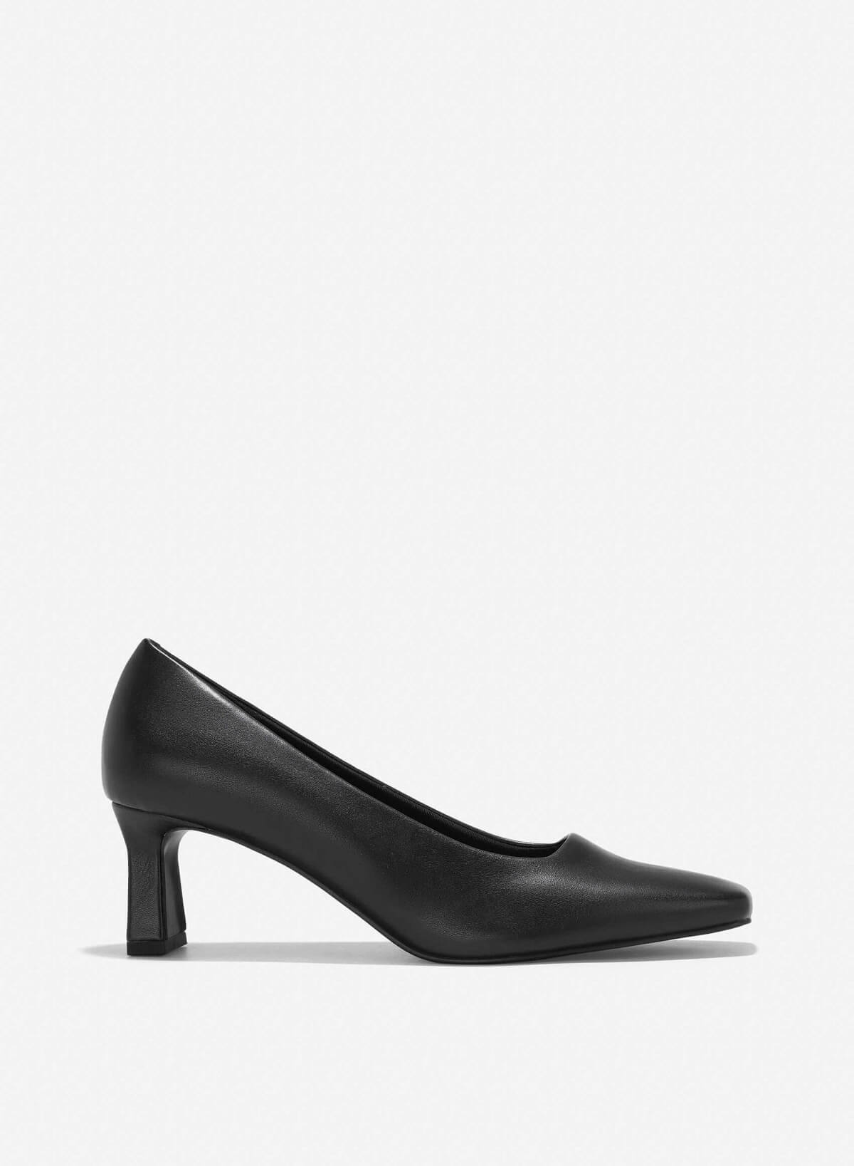 Square-Toe Block Heel Pumps - HIG 0641 - Black - VASCARA