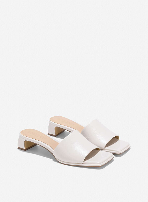 Strap Block Heels - MUL 0214 - Cream - VASCARA