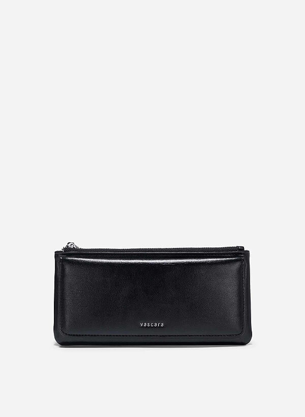 Top Zip Fold-Over Wallet - WLL 0290 - Black