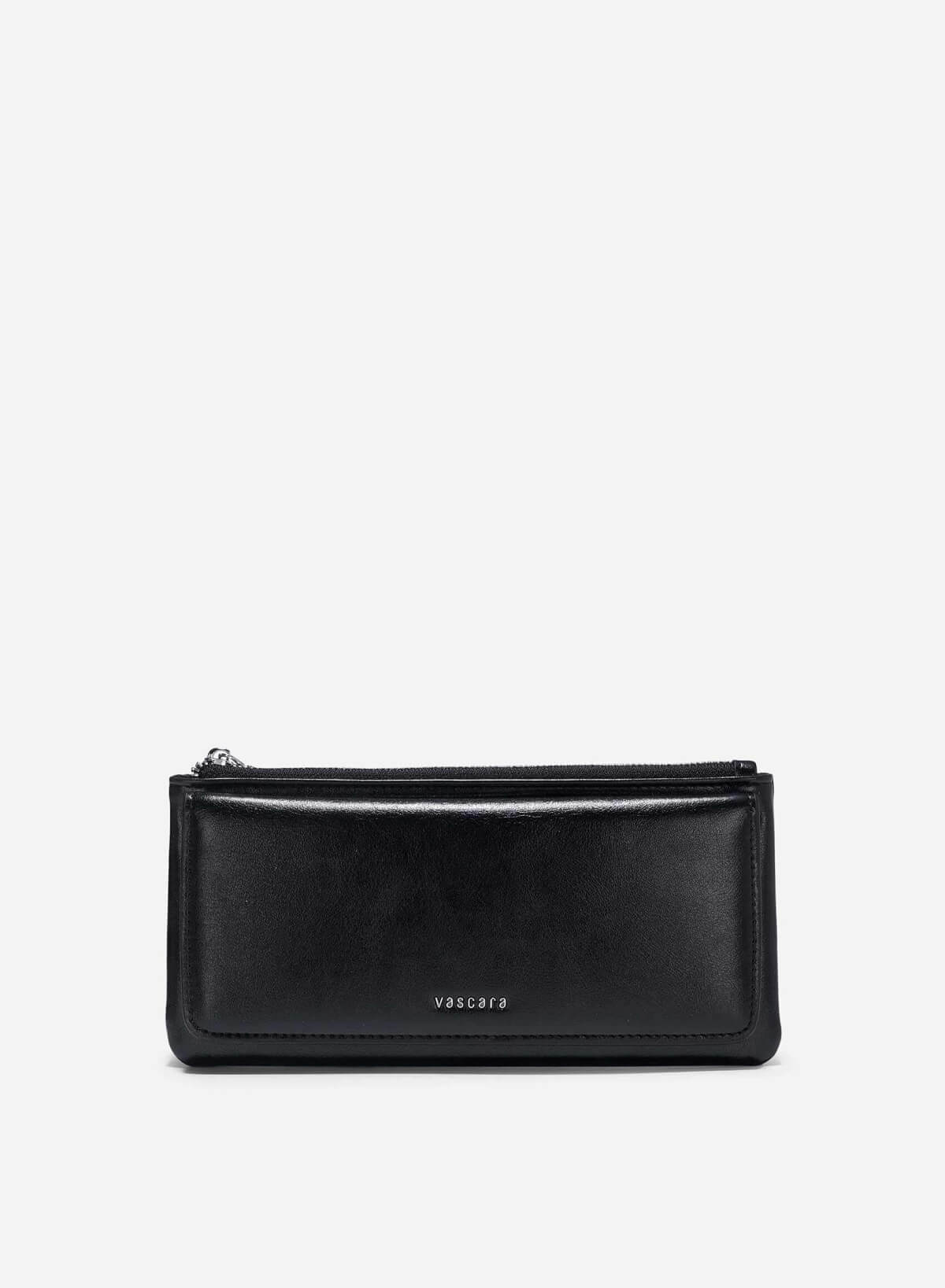 Top Zip Fold-Over Wallet - WLL 0290 - Black - VASCARA