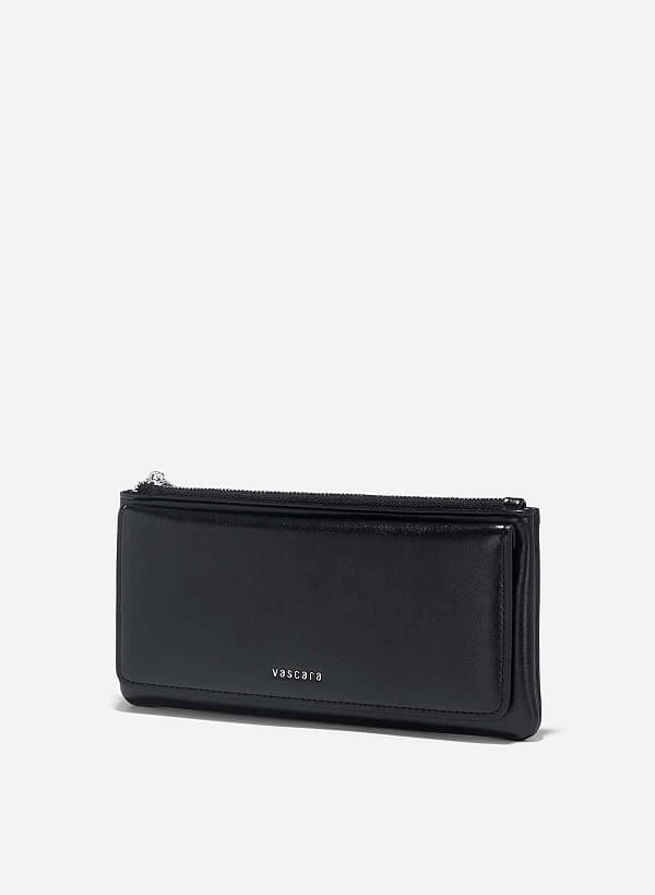 Top Zip Fold-Over Wallet - WLL 0290 - Black - VASCARA