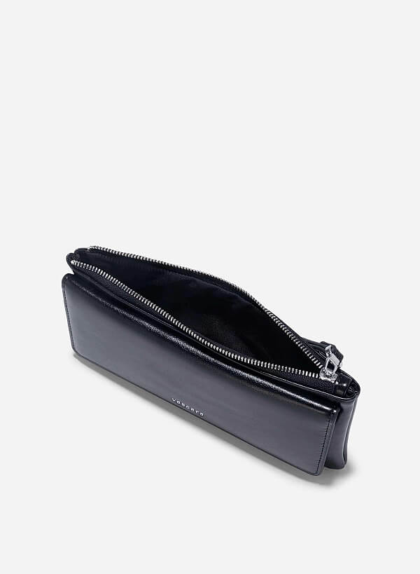 Top Zip Fold-Over Wallet - WLL 0290 - Black - VASCARA