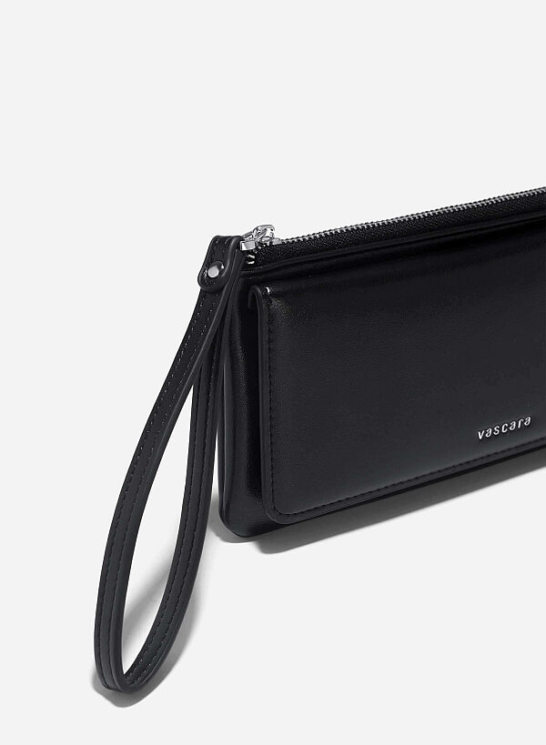 Top Zip Fold-Over Wallet - WLL 0290 - Black - VASCARA