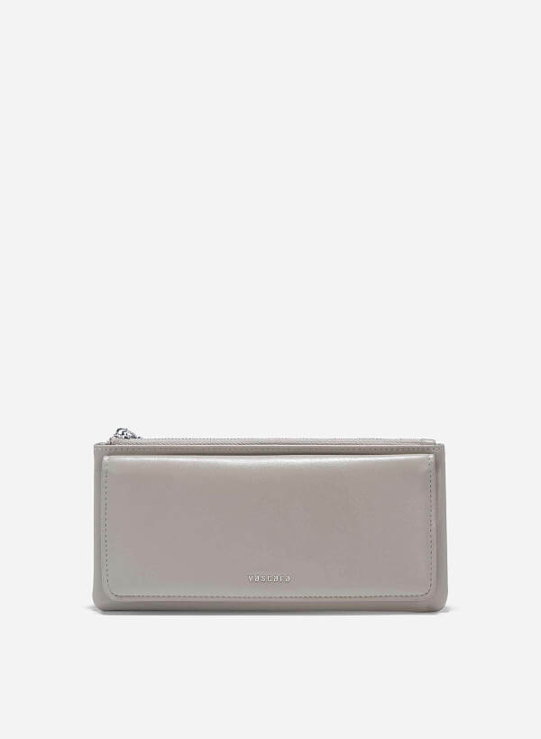 Top Zip Fold-Over Wallet - WLL 0290 - Gray