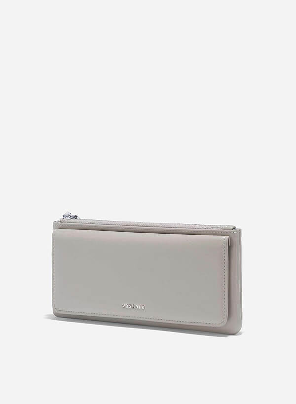 Top Zip Fold-Over Wallet - WLL 0290 - Gray - VASCARA