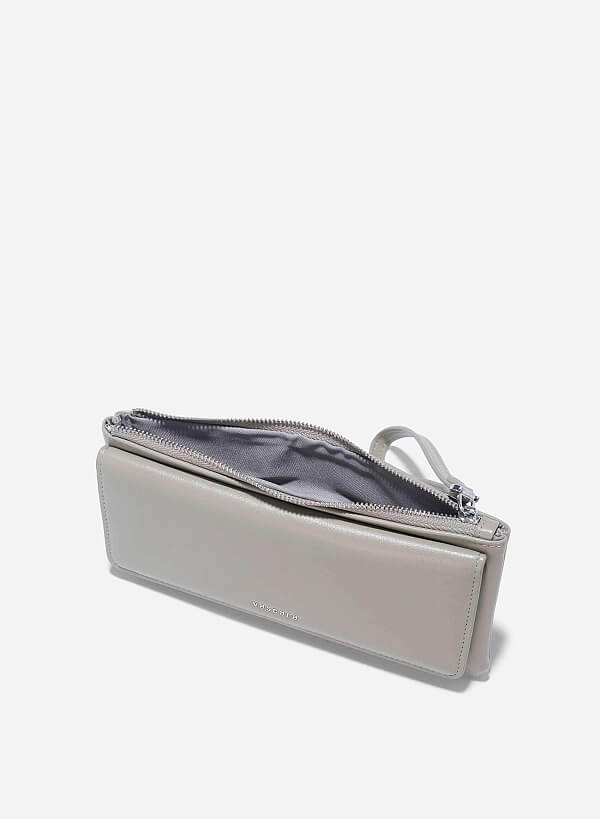 Top Zip Fold-Over Wallet - WLL 0290 - Gray - VASCARA