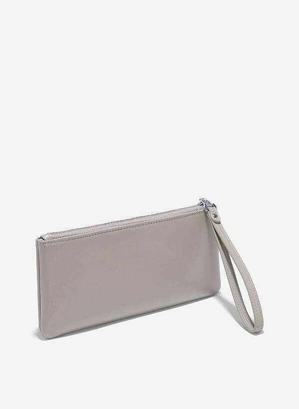 Top Zip Fold-Over Wallet - WLL 0290 - Gray - VASCARA