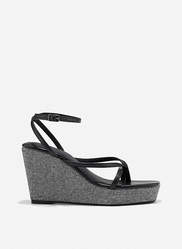 Wedge Heel Sandals - PLA 0447 - Black