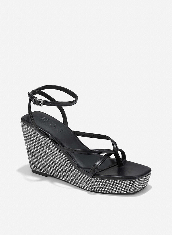 Wedge Heel Sandals - PLA 0447 - Black - VASCARA
