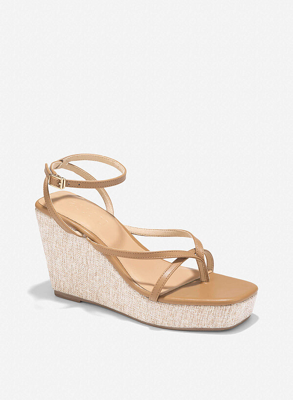 Wedge Heel Sandals - PLA 0447 - Light Brown - VASCARA