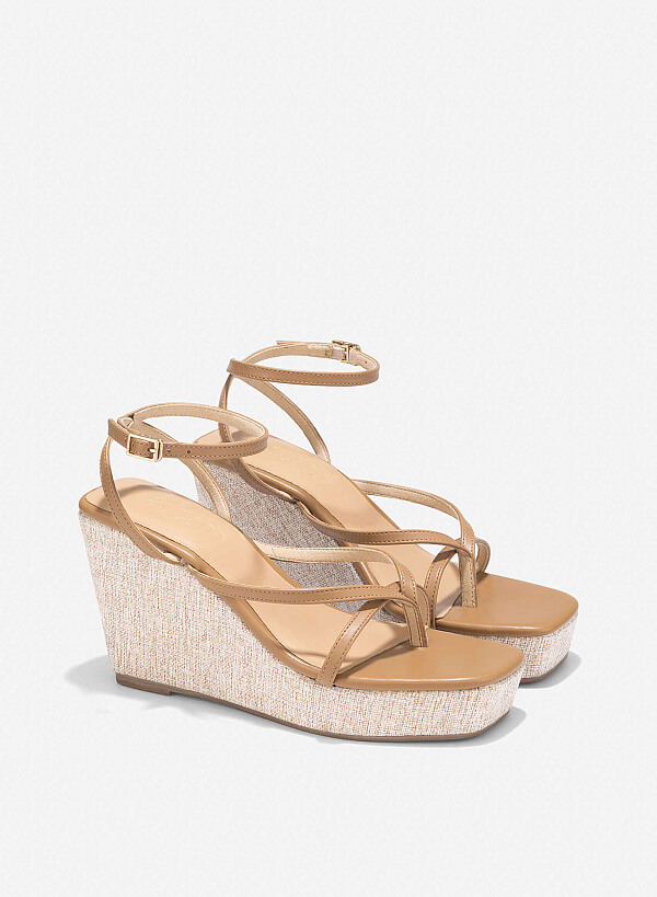 Wedge Heel Sandals - PLA 0447 - Light Brown - VASCARA