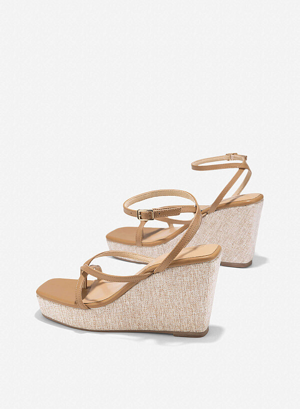 Wedge Heel Sandals - PLA 0447 - Light Brown - VASCARA