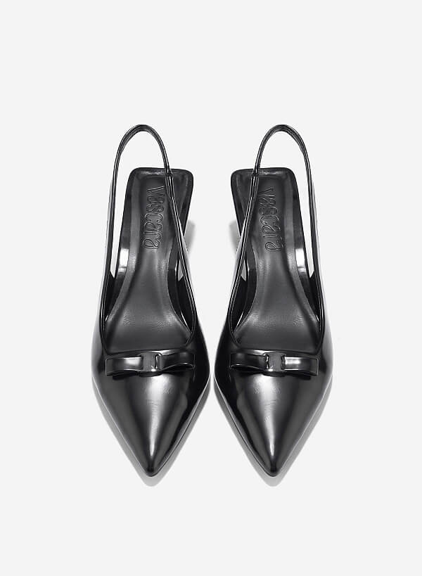 Giày slingback mũi nhọn đính nơ trang trí - BMN 0661 - Màu đen - VASCARA