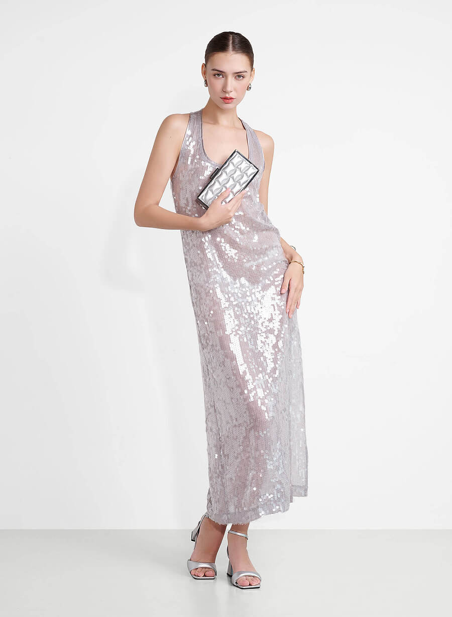 Clutch hộp chữ nhật chần bông - CLU 0124 - Màu bạc | Ví dự