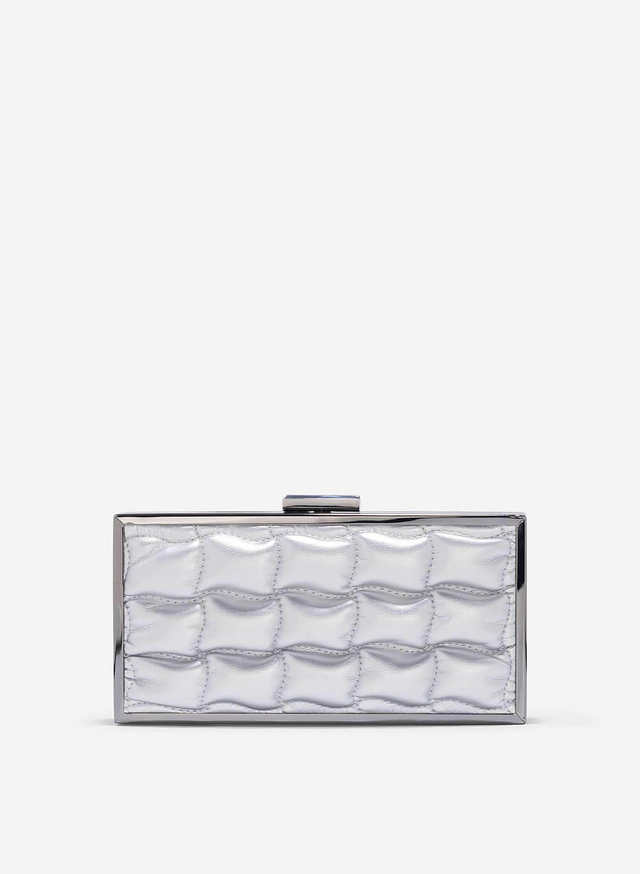 Clutch hộp chữ nhật chần bông - CLU 0124 - Màu bạc | Ví dự