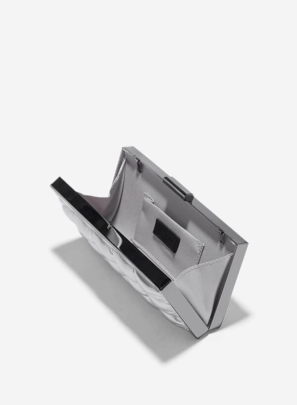 Clutch hộp chữ nhật chần bông - CLU 0124 - Màu bạc - VASCARA