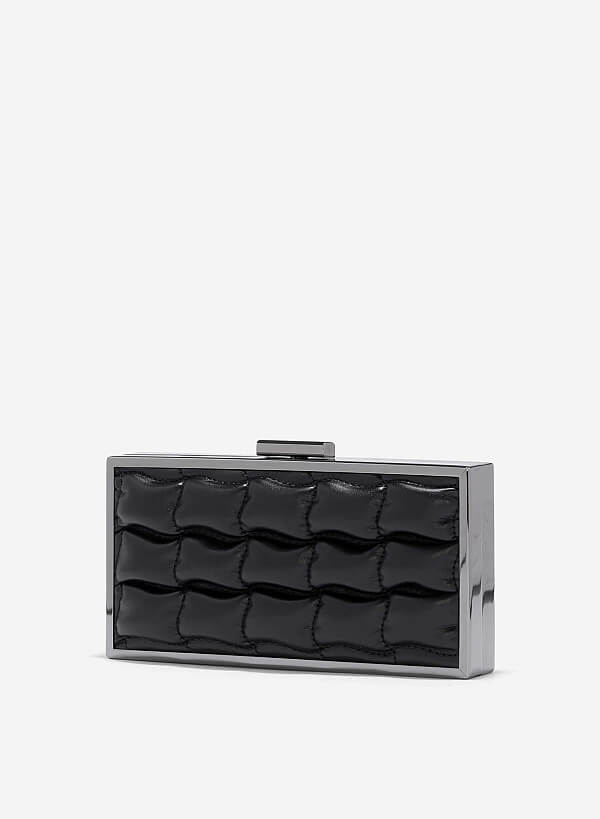 Clutch hộp chữ nhật chần bông - CLU 0124 - Màu đen - VASCARA