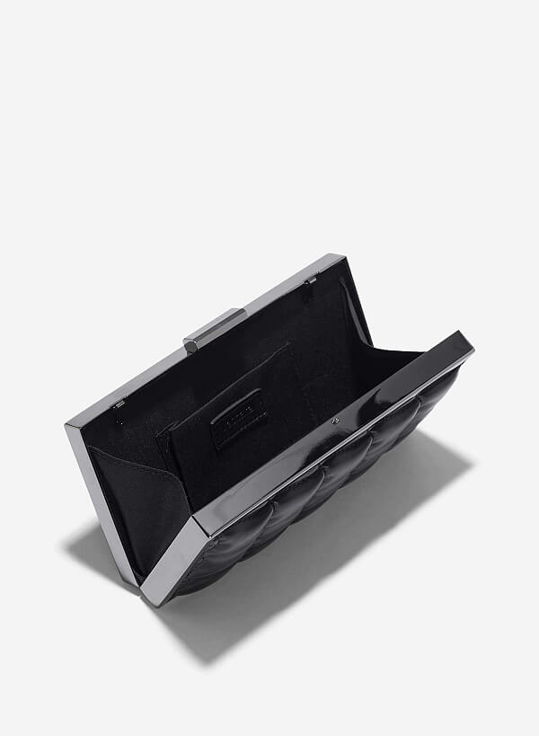 Clutch hộp chữ nhật chần bông - CLU 0124 - Màu đen - VASCARA