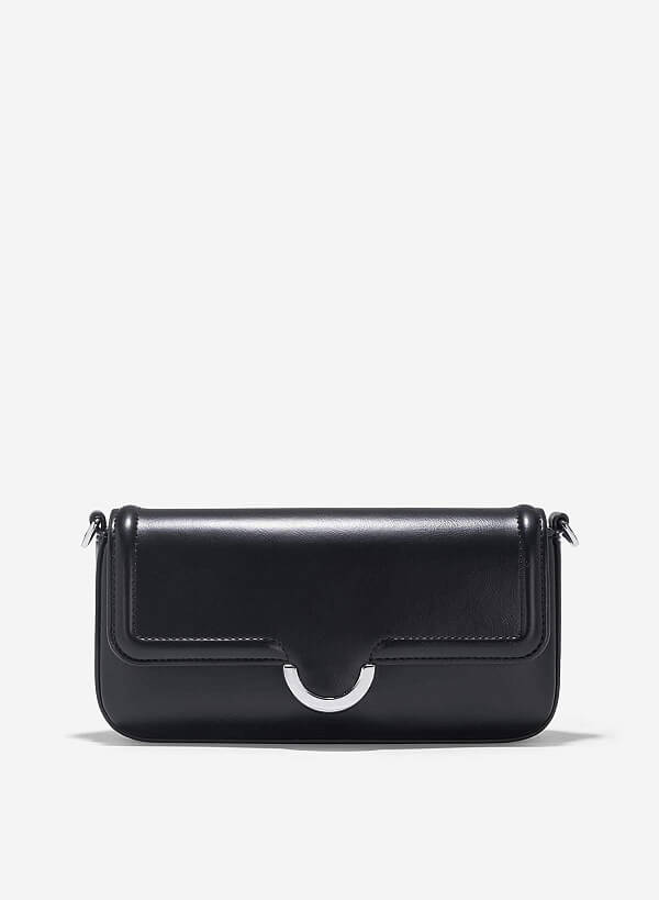 Túi đeo chéo nhấn khóa bán nguyệt - SHO 0244 - Màu đen