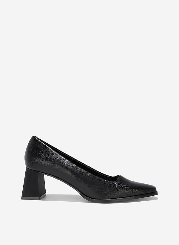 Giày bít mũi vuông block heel - BMN 0656 - Màu đen
