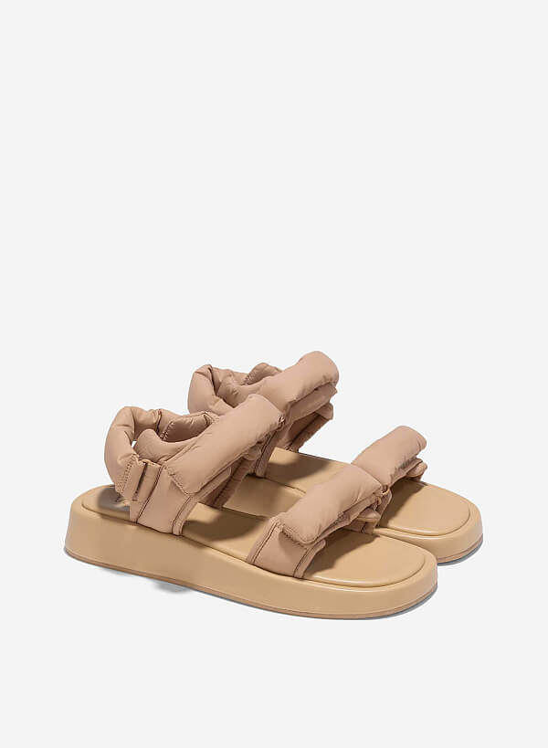 Giày sandals flatform quai phồng - SDK 0342 - Màu be - VASCARA