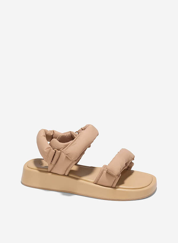 Giày sandals flatform quai phồng - SDK 0342 - Màu be - VASCARA