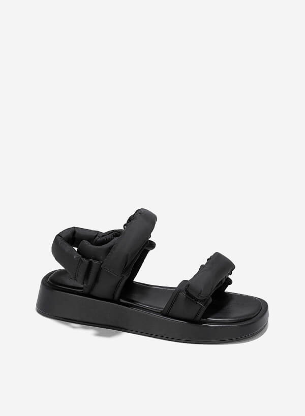 Giày sandals flatform quai phồng - SDK 0342 - Màu đen - VASCARA