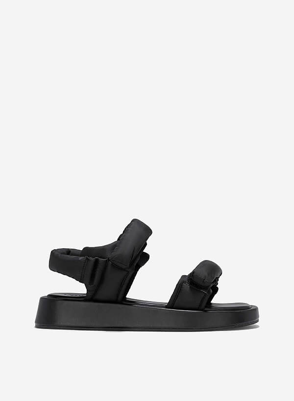 Giày sandals flatform quai phồng - SDK 0342 - Màu đen
