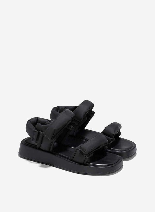 Giày sandals flatform quai phồng - SDK 0342 - Màu đen - VASCARA