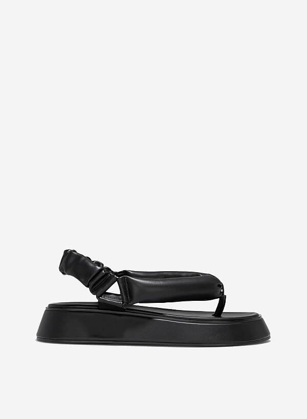 Giày sandals flatform quai phồng kẹp ngón - SDK 0340 - Màu đen