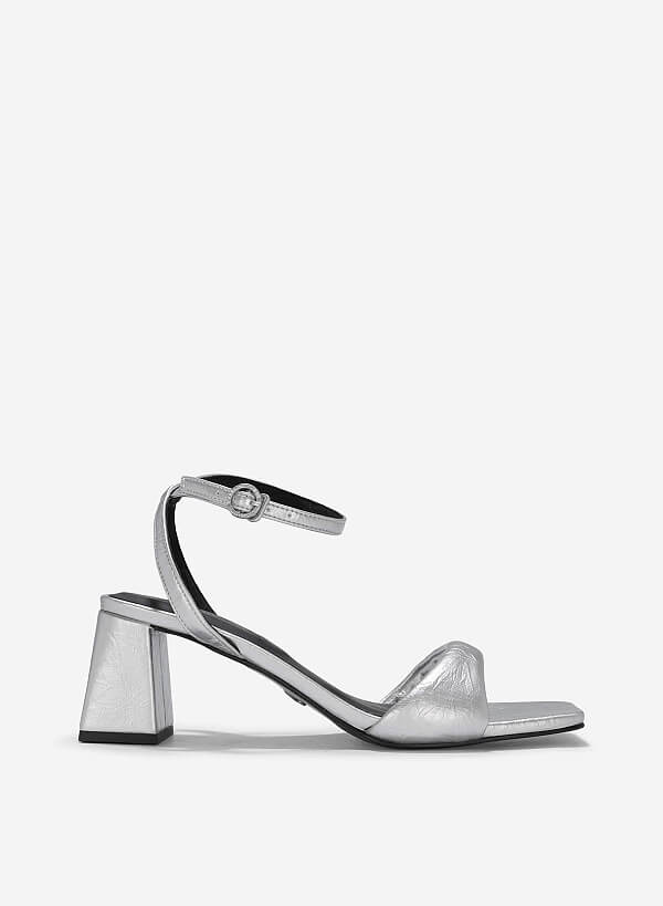 Giày sandals mũi vuông quai phồng - SDN 0785 - Màu bạc - VASCARA