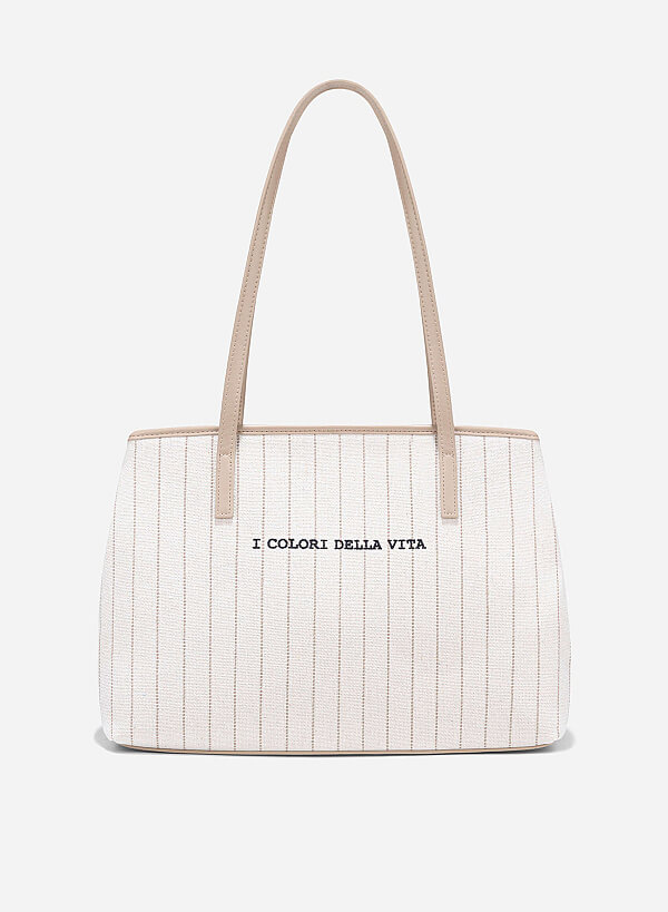 Baseball Print Canvas Bag - TTE 0168 - Beige